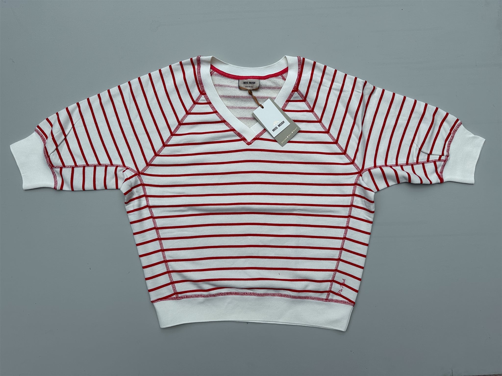 sweater | MAGGIE STRIPE - wit/rood